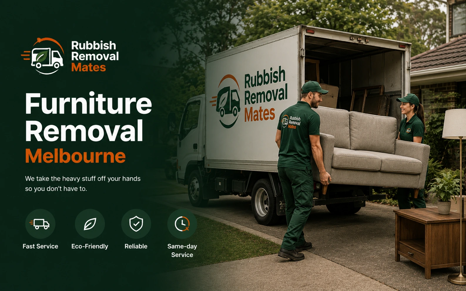 Furniture Removal Melbourne Professional furniture removal team loading unwanted furniture into a rubbish removal truck in Melbourne