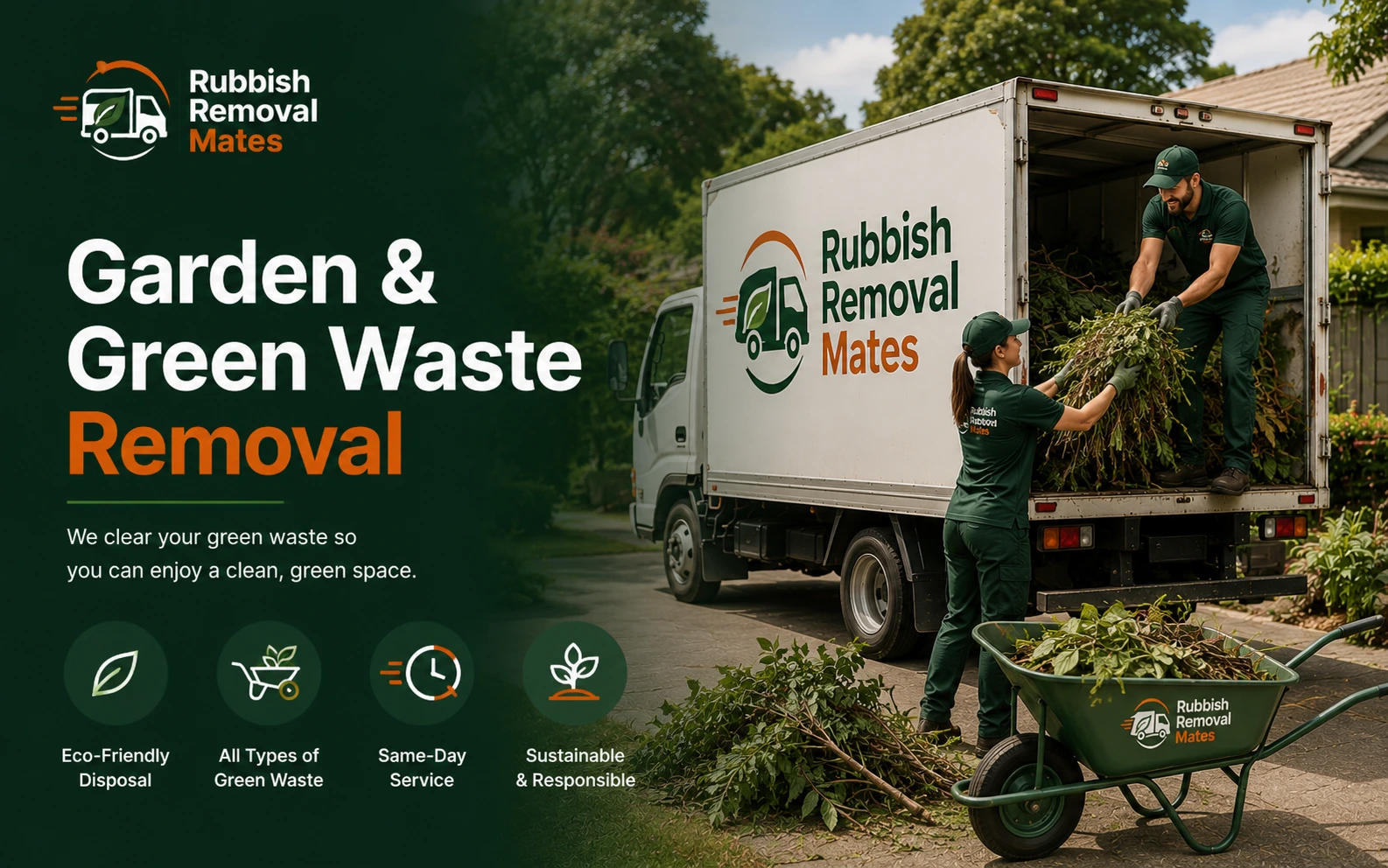 Garden & Green Waste Removal Melbourne Garden and green waste removal team collecting branches, leaves and garden waste in Melbourne