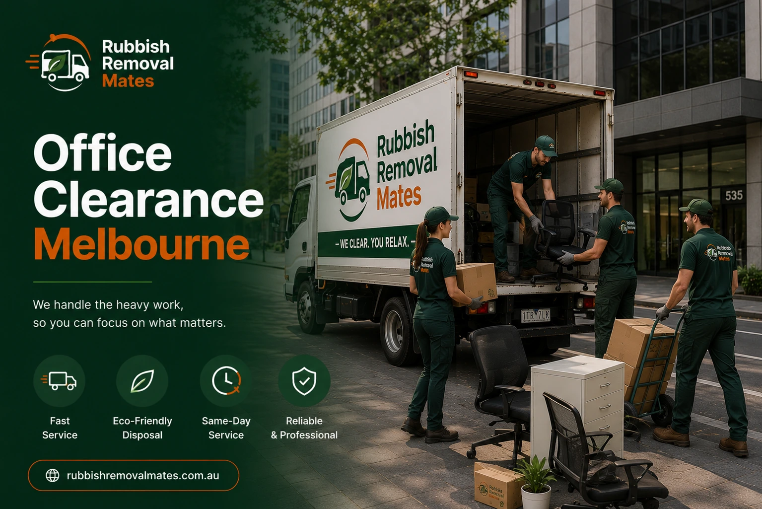 Office Clearance Melbourne Office clearance team removing office furniture and commercial waste in Melbourne